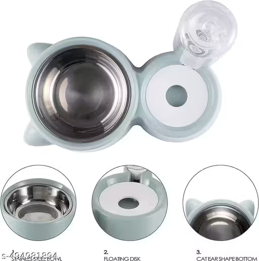 Duo Cat Feeder – 2-in-1 Stainless Steel Food Bowl & Automatic Water Dispenser for Cats & Kittens