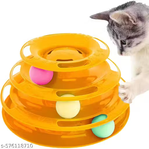 Paw N Pet Cat Tower Track – 3-Layer Interactive Roller with Colorful Balls, Puzzle Toy for Cats & Kittens