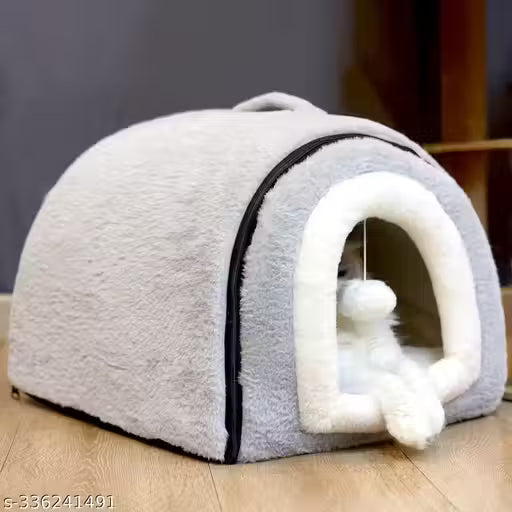Cozy Foldable Cat Cave – Indoor Pet Bed with Anti-Slip & Water-Resistant Base