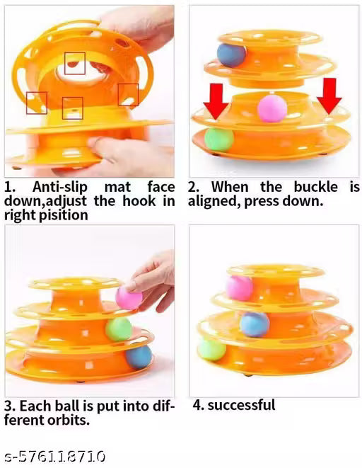 Paw N Pet Cat Tower Track – 3-Layer Interactive Roller with Colorful Balls, Puzzle Toy for Cats & Kittens