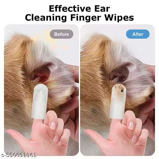 CHAHER 50 Pcs Pet Cleaning Finger Wipes | Disposable Cat & Dog Wet Wipes for Ears, Mouth & Paws | Non-Woven Finger Cot Cleaning Wipes for Pet Hygiene & Health