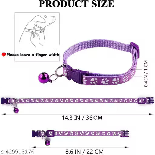 Pedigone Paw Print Cat Collar Set – 2 Adjustable Collars with Bell & Safety Release Buckle