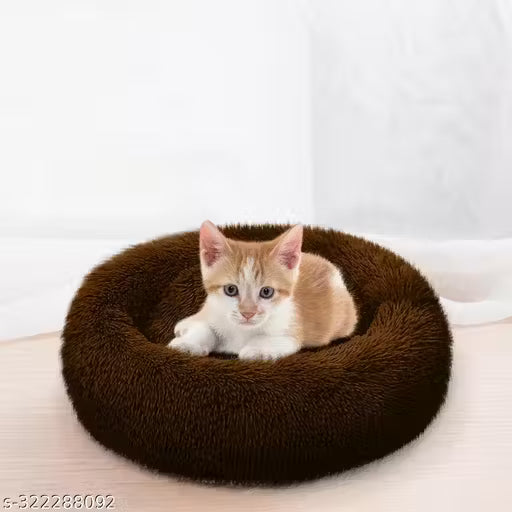 Zexsazone Plush Round Cat Bed – 50 cm Cozy Nest for Indoor Cats & Kittens