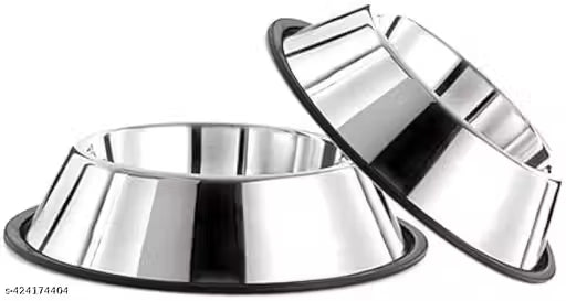 Stainless Steel Cat Feeding Bowls | Non-Slip Rubber Base | Rust-Free, Durable Food & Water Bowls for Small Pets (Pack of 2 | 200 ml | Silver | Buy 1 Get 1)