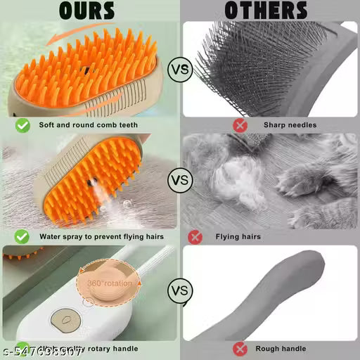 Breedo 3-in-1 Cat Steam Brush | Pet Grooming Comb for Cats & Dogs | Detangle, Remove Loose Hair & Massage | Self-Cleaning Steam Brush for Soft, Shiny Fur