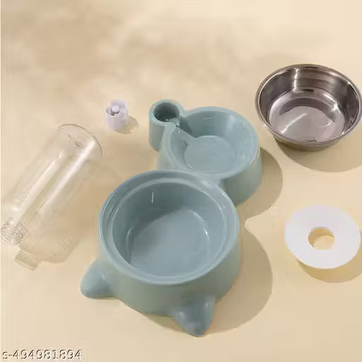 Duo Cat Feeder – 2-in-1 Stainless Steel Food Bowl & Automatic Water Dispenser for Cats & Kittens