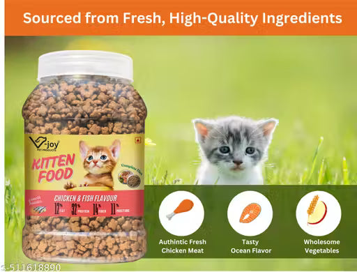 Kitten Ocean Fish Dry Cat Food – Complete Balanced Diet with Natural Ingredients, Vitamins & Minerals (450g)