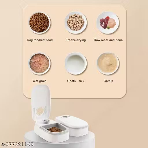 PurryFeast Automatic 2-in-1 Cat Feeder & Water Dispenser | Smart Food Dispenser with Stainless Steel Bowl, Timer Display & Anti-Spill Design | Easy Clean & Durable Pet Feeding Station (Black)