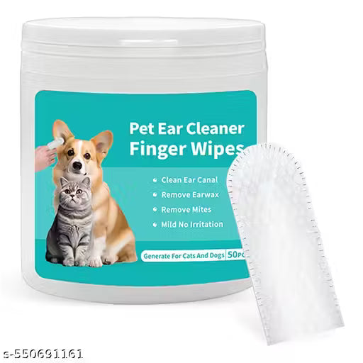 CHAHER 50 Pcs Pet Cleaning Finger Wipes | Disposable Cat & Dog Wet Wipes for Ears, Mouth & Paws | Non-Woven Finger Cot Cleaning Wipes for Pet Hygiene & Health