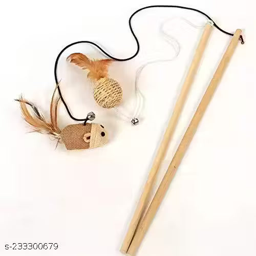 Woofy Spiral Cat Teaser Wand – 40cm Feather Interactive Play Stick for Cats & Kittens