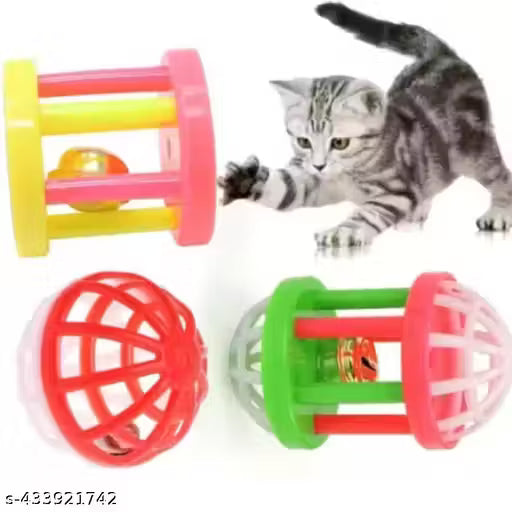 Cat Toy Set Pack of 3 | Interactive Rattle & Bell Toys with Cat Ball | Fun Fetch & Play Toys for Kittens & Cats | Durable ABS Material, Multicolor