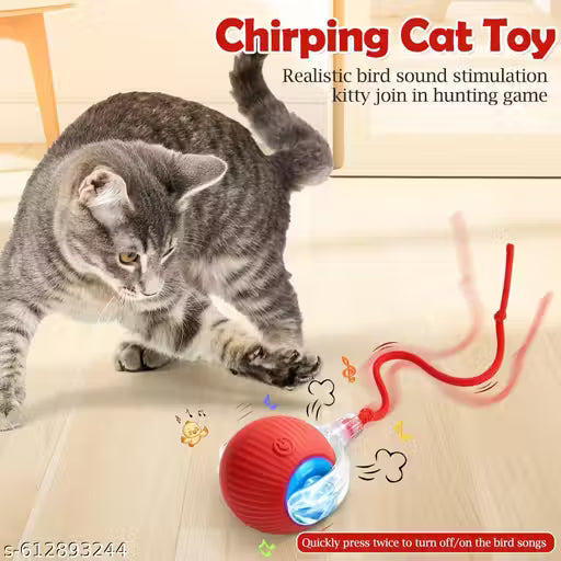 Rolling Cat Ball – 360° Smart Automatic Play Toy for Cats & Kittens, Chewie Viral Red Ball