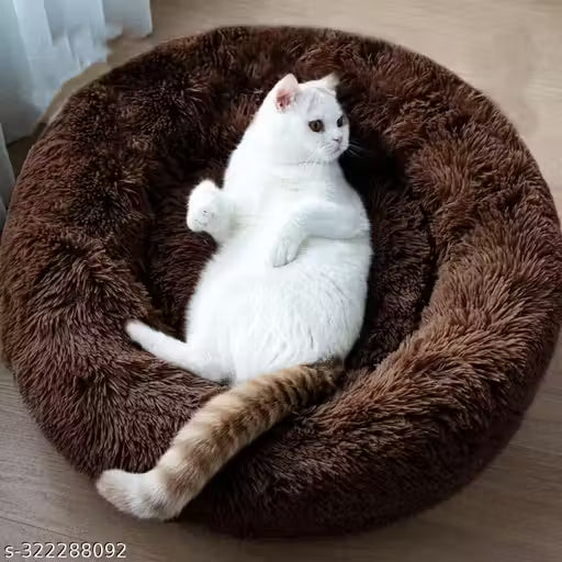 Zexsazone Plush Round Cat Bed – 50 cm Cozy Nest for Indoor Cats & Kittens